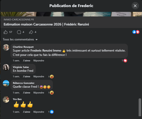 Commentaires laissés sous la publication Facebook de Frédéric Renzini